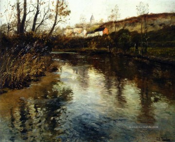  Norwegische Malerei - Elvelandskap Fluss Landschaft Norwegische Frits Thaulow